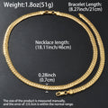 Overseas Fashionable Plated 18K Gold Cuban Chain Simple New Trendy Dubai Jewelry Set Necklace Bracelet Set 2-Piece Set