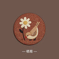 仿编织印花隔热杯垫餐垫圆形新中式防烫防滑家用餐桌垫子创意茶垫