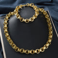 Gold Plated Byzantine King Chain Men Bracelet Necklace Set Relief Return Pattern Cylinder Band Clasp Chunky Chain Overseas