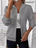 Women's Fall-Winter Knit Long Sleeve Hoodie + Jacket 2026 | Trendy Jacket - White