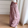 Girls' Bow Embroidered Cargo Wide-Leg Pants