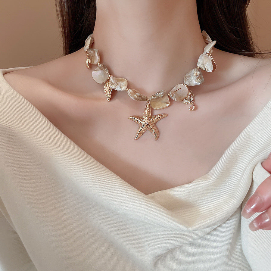Beach Shell Glass Bead Double-Layer Necklace - view 9