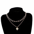 Day Korean Hip-Hop Elegant Heart Multi-Layer Chain Necklace Simple Retro Minimal Pendant Influencer Fashionable N6317