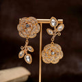 Vintage Rhinestone Flower Stud Fashionable Personality Accessory Set Imperial Western Retro Elegant Drop