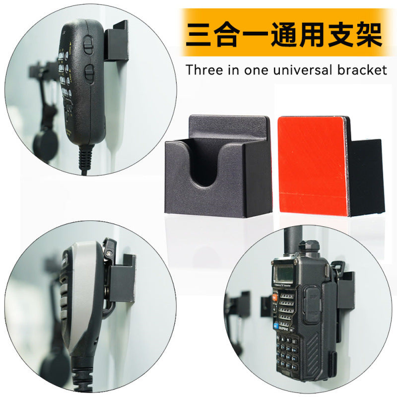 Walkie talkie bracket storage, hand microphone hook three-in-one universal 3M glue pendant, car platform hand microphone back clip, hand microphone hook