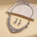 French Imperial Breeze Rhinestone Geometric Teardrop Stud Earring Necklace Set Fashionable Clavicle Chain Light Luxury Premium Necklace Women