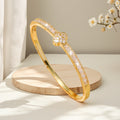 New Simple Bangle Four Leaf Clover Mini Set Crystal Western Light Luxury Trendy Bangle Crystal Lucky Flower Bracelet Hand Jewelry Item