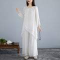 Women's Summer Zen Ethnic Wide Leg Pants + Top Set 2026 | Casual Wide Leg Trousers - White Set