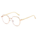 New Import Metal Artsy Student Anti-Blue Plano Women Casual Bare Face Versatile Polygon Photochromic Glasses