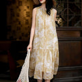 Cool Ramie Printed Sleeveless Loose Camisole Long Dress