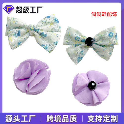 Gem Li Crocs Accessory Bow DIY Shoes Wear Accessory Shoe Clasp Buckle Shoe Handmade Kids Shoe Head Wholesale