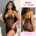 欧美多色记忆软钢圈蕾丝睡裙透视网纱包臀吊带裙女士性感内衣8162
