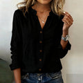 Spring-Summer Office Casual Long Sleeve V-Neck Shirt
