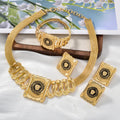 Overseas Western Retro Statement Gold Plated Portrait Necklace Bracelet Set Earrings Ring Bohemian Breeze Women Set