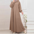 Women's Casual Long Sleeve Crew Neck Loose Dress 2026 | Elegant Summer Dress - Brown