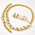 Dubai Style Imitation Pearl Jewelry Set Rhinestone Necklace Earrings Set Bracelet Ring Design Huawei Beauty Gown Accessory