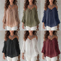 Fall Casual Off-Shoulder Tie-Front Shirt + Camisole