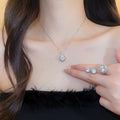 King Royal of Heart Mini Set Color Gem Jewelry Set Light Luxury Niche Clavicle Chain Wedding Banquet Clear Cold Party Necklace