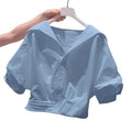 Summer French Elegant Short Sleeve Cropped Shirt Set