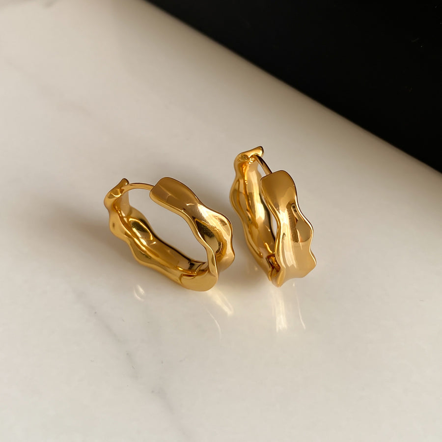 18K Gold-Plated Irregular Round Hoop Earrings - view 6