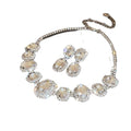 EU/US Import Rhinestone Geometric Oval Circle Necklace Set Personality Clavicle Chain Light Luxury Premium Necklace Women