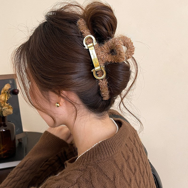Winter Fuzzy Bow Hair Claw Clip - view 11