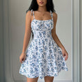 Women's Floral Square Neck Strappy Mini Dress