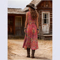 Retro Bohemian Print V-Neck Sleeveless Dress, 2026