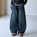 Girls' Faux Layered Striped Hoodie & Denim Curved-Leg Pants Set