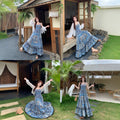 Women's Bohemian Ethnic Plus Size Floral Loose Dress + Cardigan + Camisole + Long Ski - Camisole Dress (Single)