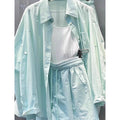 Spring-Summer Vacation Sporty Sun-Protection Shirt + Shorts Set