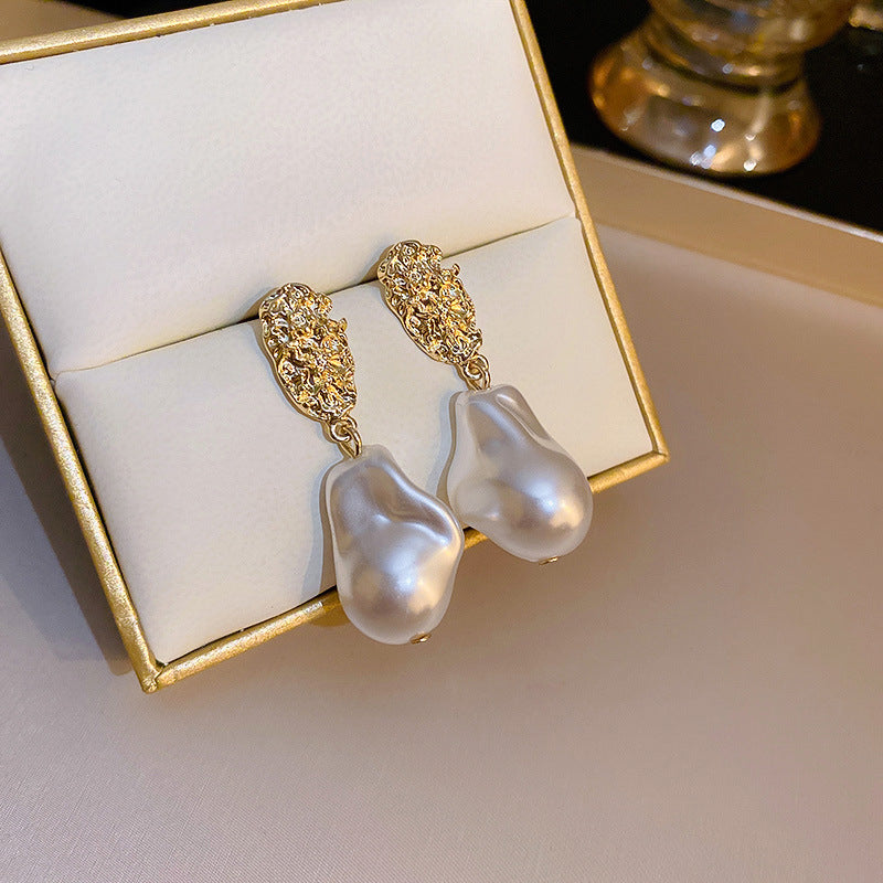 French Vintage Geometric Pearl Drop Earrings - view 6