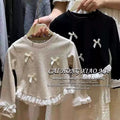 Girls' Bow Spliced Lace Base Layer T-Shirt