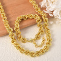Western Fashionable New Copper Gold Plated Statement Hip-Hop Breeze Twist Chunky Chain Band Mutual Clasp Trendy Necklace Bracelet Set