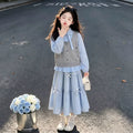 Girls' Butterfly Vest, Shirt & Skirt - 3-Piece Set