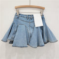 Patchwork Pleated Ruffle Skirt + Short Skirt