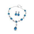Star River Draping Color Gem Teardrop Full Diamond Necklace Light Luxury Niche Clavicle Chain Banquet Luxury Gathering Jewelry Set