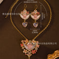 Cyan Island Accessory Height Stock Fresh Sweet Heart Angel Stud Heavy-Duty Fashionable Design Detail Necklace Jewelry Set