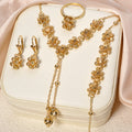 Overseas Dubai Middle East Flower Fringe Handmade Necklace Bracelet Set Earrings Ring India Women Banquet Jewelry Set
