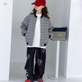 Girls' Contrast Striped Zip Cardigan - Loose Fit