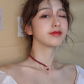 2025 New Korean Country Short Small Red Heart Simple Elegant Influencer Heart Necklace Pendant Factory Wholesale N5556