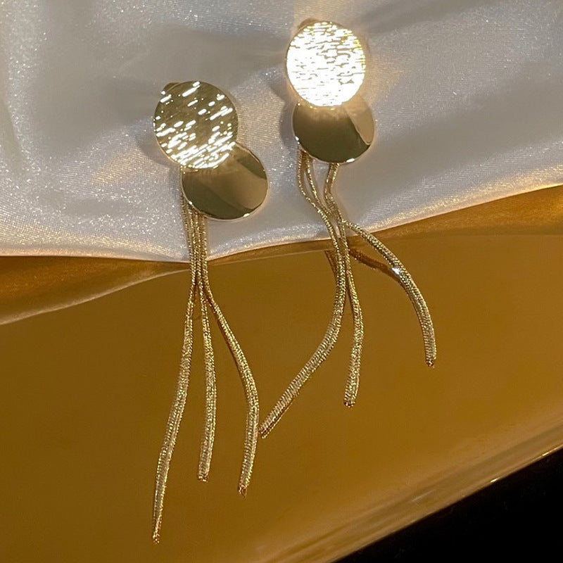 French Zircon Long Tassel Drop Earrings - view 7