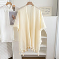 Women's Summer Hollow-Out Fringe Sun-Protection Lightweight Cardigan + Shawl + Top 20 - White