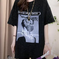 Plus Size Print Slit Midi T-Shirt - Slimming Short Sleeve Casual Top Women
