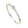 Overseas Bestseller Rhinestone Clover Bangle Lucky Flower Bracelet Fashionable Personality Light Luxury Niche Design Hand Jewelry Item