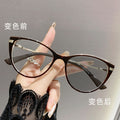 Photochromic Prescription Glasses Cat-Eye Blue-Light Glasses Overseas Premium Burst Fashionable Plano Glasses Frame Prescription Sunglasses