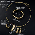 Overseas Bestseller 18K Western Personality Simple Cuban Chain Stripe Necklace Bracelet Set Earrings Ring Party Jewelry Set