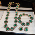 Retro Vintage Breeze Rhinestone Round Flower Necklace Set Fashionable Clavicle Chain Light Luxury Premium Necklace Women