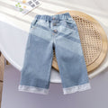 Girls' Lace Trim Wide-Leg Jeans - Spring/Fall