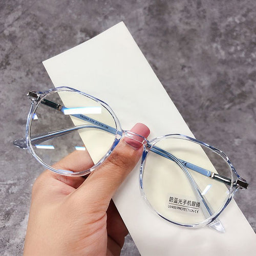 New Fashionable Retro Blue-Light Glasses RedNote ins Student Glasses Frame Women Polygon Bare Face Plano